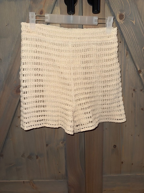 Skies Are Blue Pants - Skies Are Blue Cream Crochet Knit Women's Shorts